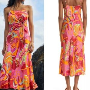 Farm Rio Fruit Brush cutout dress with tassels